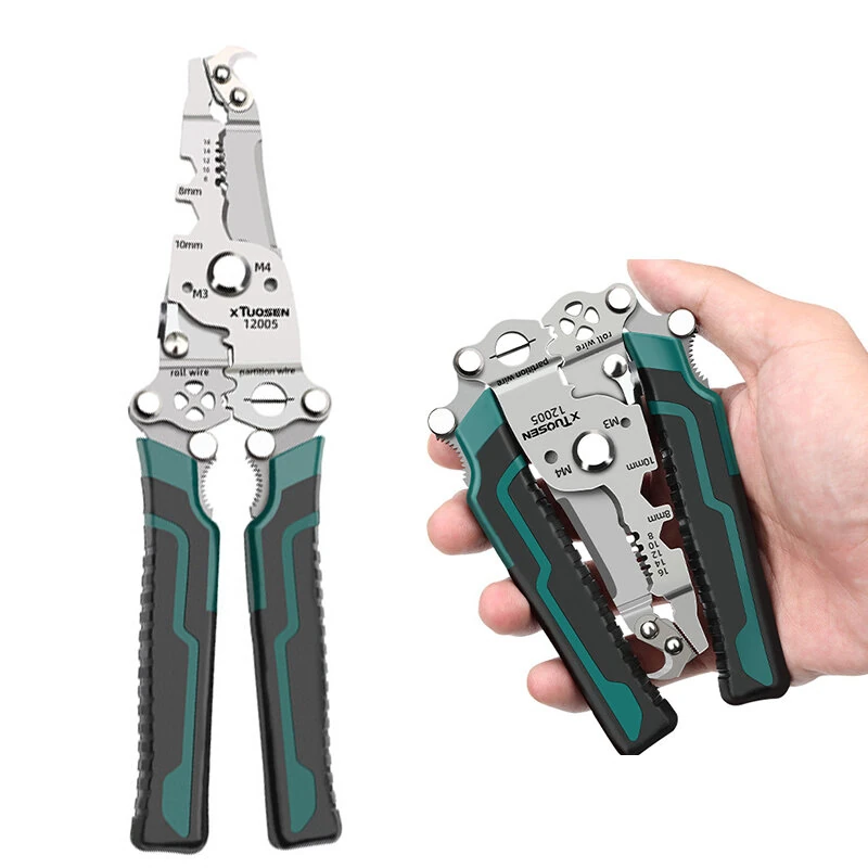 Klein Tools Foldable Wire Stripper - Needle Nose Pliers with Carbon Steel Blade | 223mm
