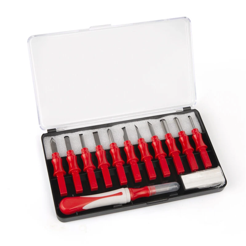 SKS7 Steel Engraving Knife Set - 12 Pcs Professional Carving Tools | 150mm Blade