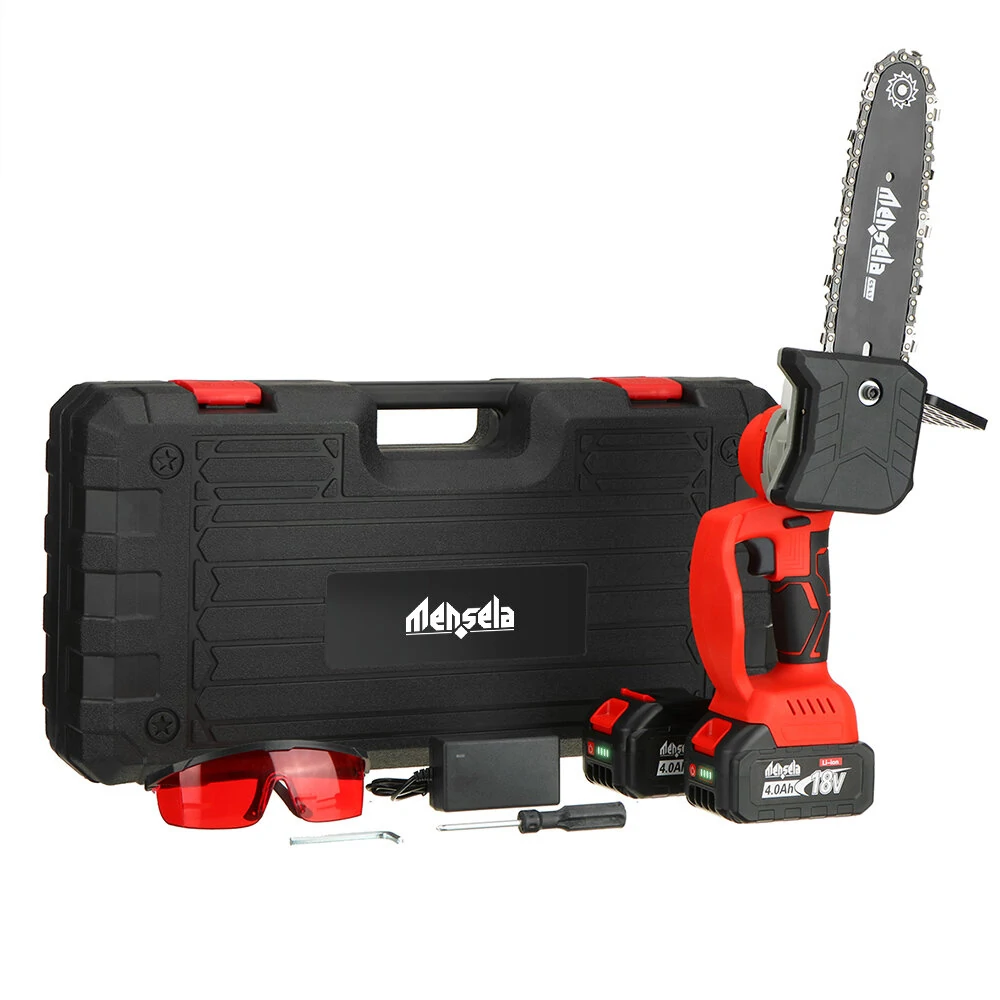 Mensela CS-L3 8-Inch Cordless Brushless Chainsaw | 4Ah Battery for Tree Trimming & Wood Cutting