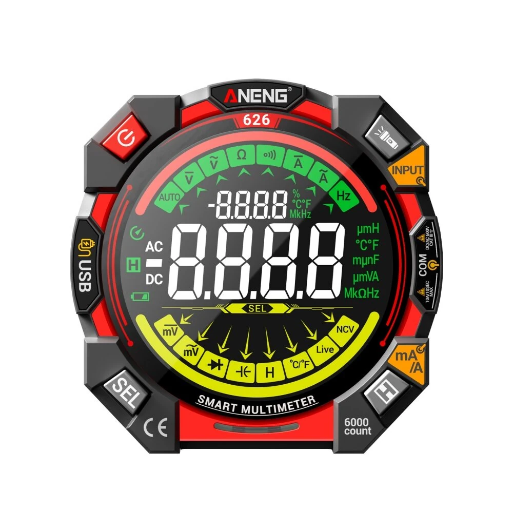 ANENG 626 Digital Multimeter - 6000 Count USB Rechargeable AC DC Tester