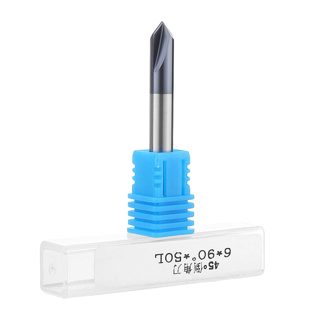 Drillpro Carbide Chamfering Cutter | 2-12mm 90 Degree End Mill | 2 Flute HRC45