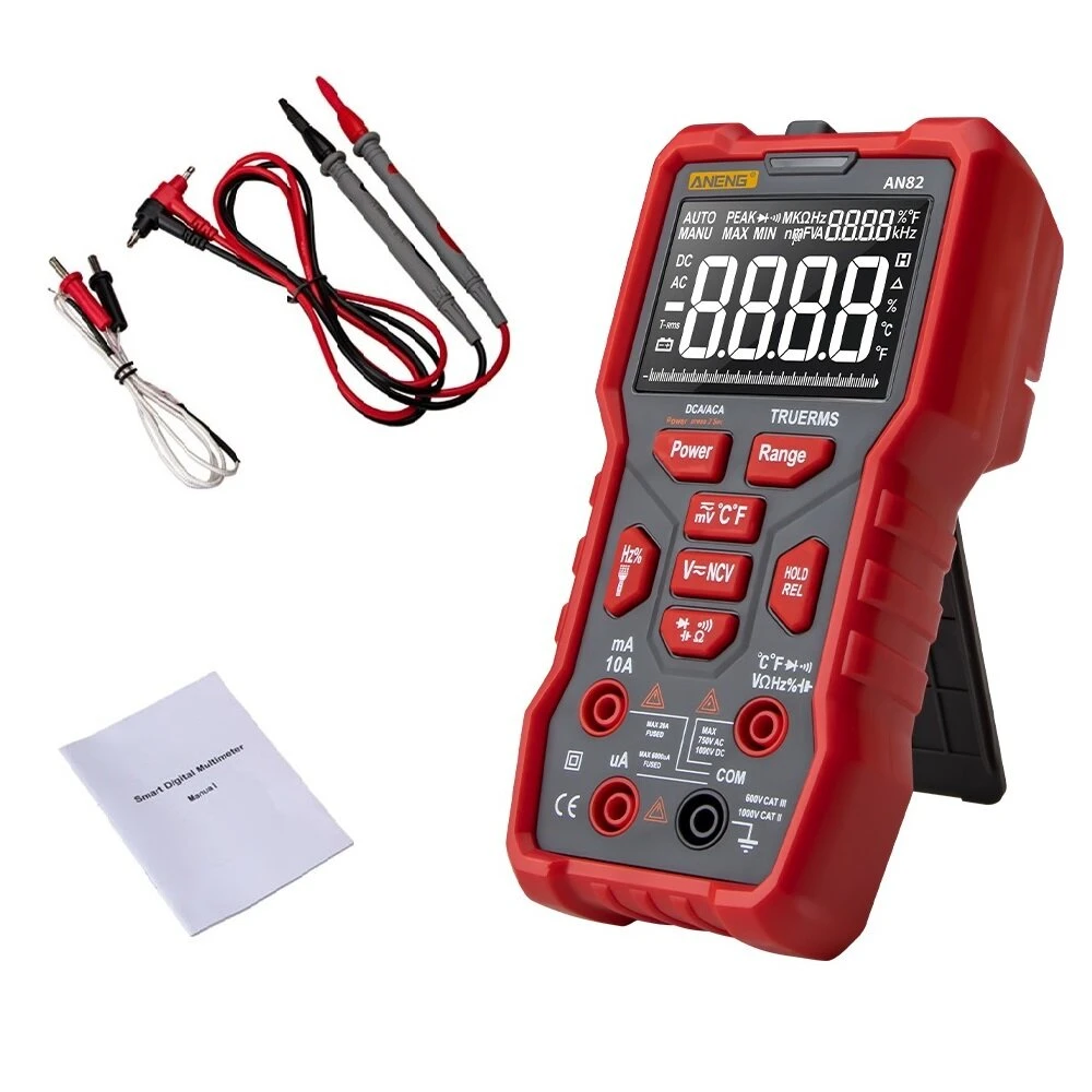 ANENG AN82 Digital Multimeter - True RMS 9999 Count | NCV, Capacitor & Diode Tester