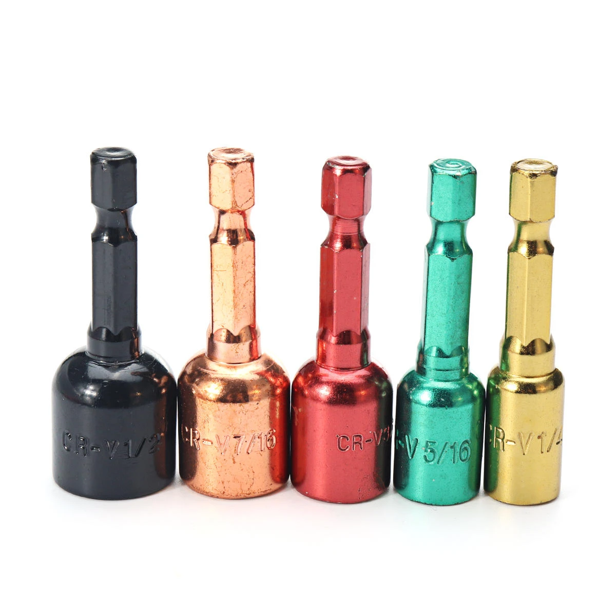 Drillpro 5pc 48mm Hex Magnetic Sleeve Adapter | Chrome Vanadium Steel Extension Rod