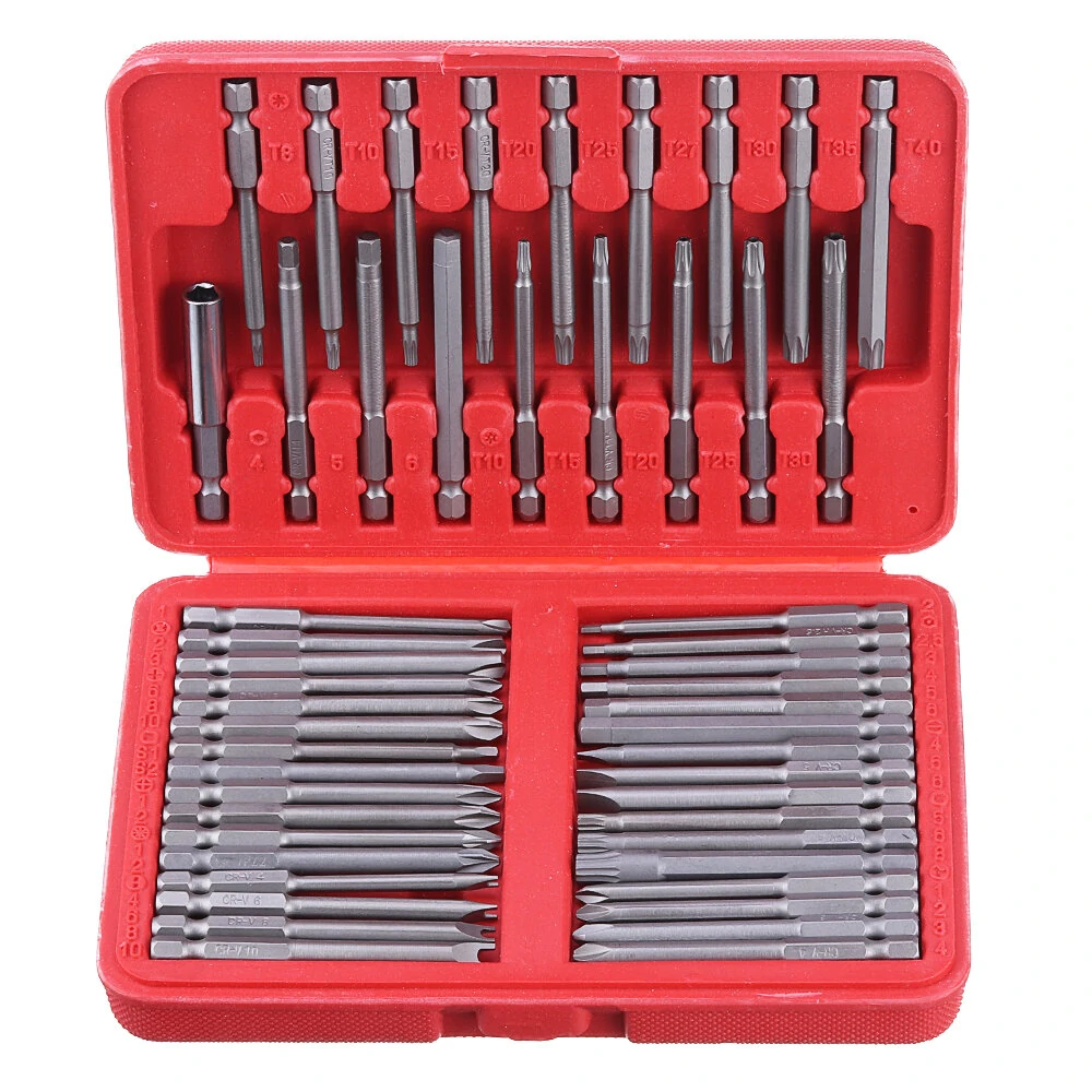 Drillpro 50Pcs Extra Long Screwdriver Bit Set - Torx Hex Spline for Electric Screwdriver