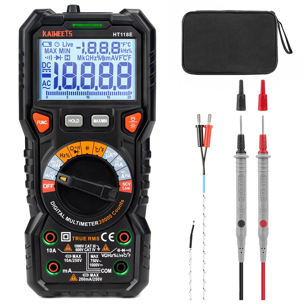 KAIWEETS HT118E Digital Multimeter TRMS 20000 Counts | AC/DC Voltage | CAT IV 600V