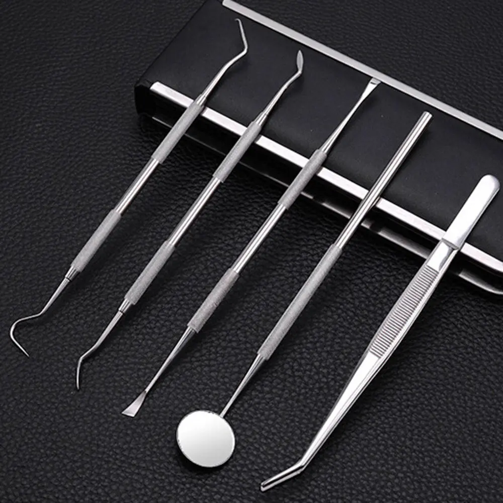 Stainless Steel Dental Tools Kit - 5 Piece Dentist Teeth Clean Hygiene Set