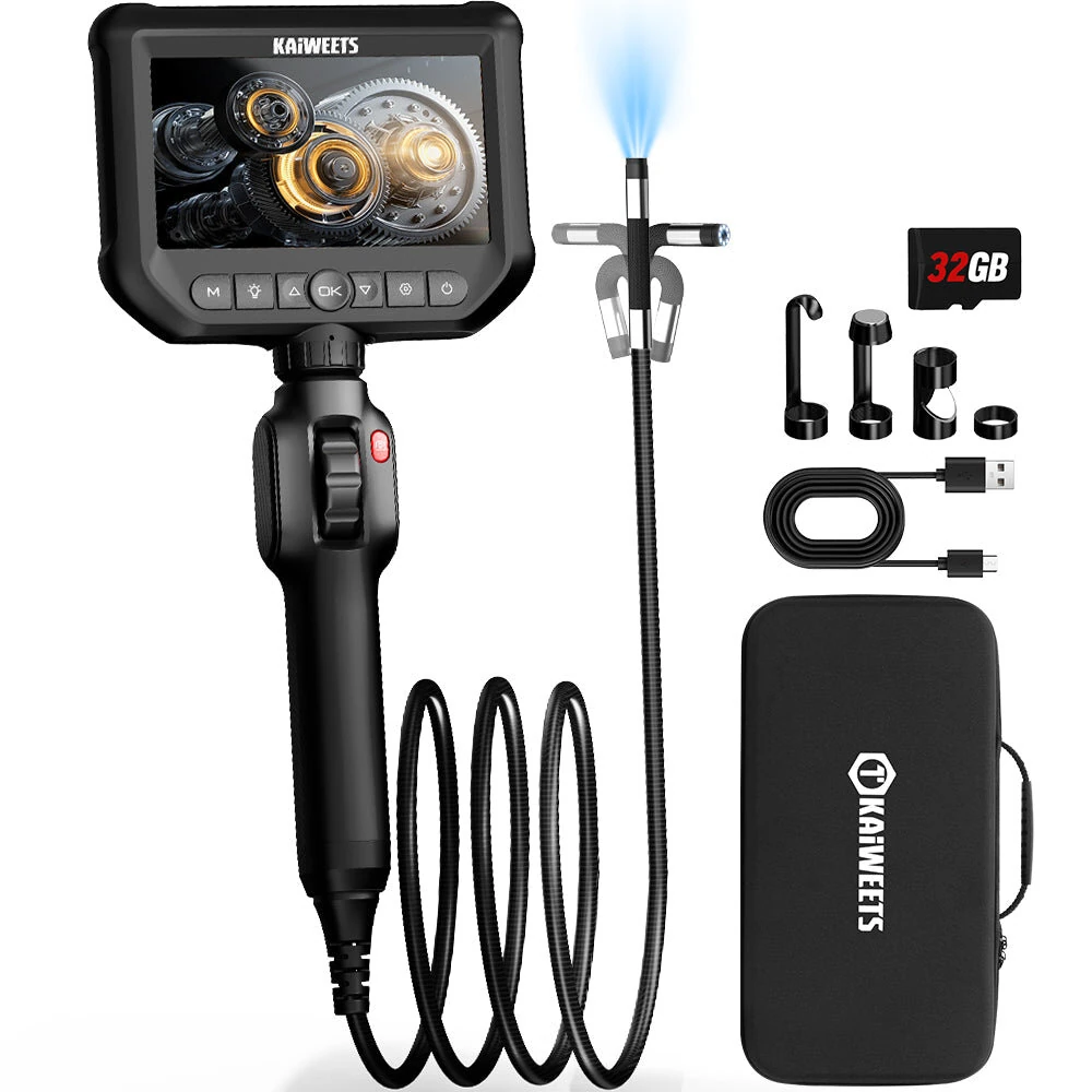 KAIWEETS KBA01 Borescope - 4.3 IPS Display | 8mm 2.0MP Snake Camera | 210° Articulating | IP67 Waterproof