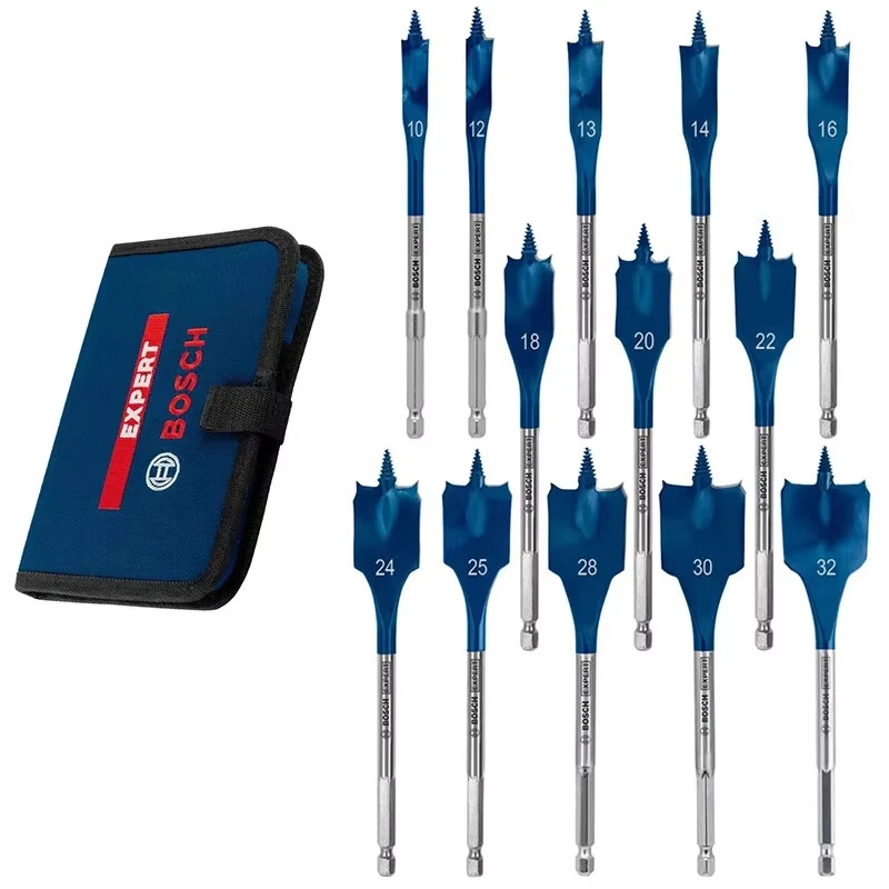 Bosch Expert Series Wood Drill Bit Set - 13pcs 152mm Flat Milling Selfcut | Hex Shank