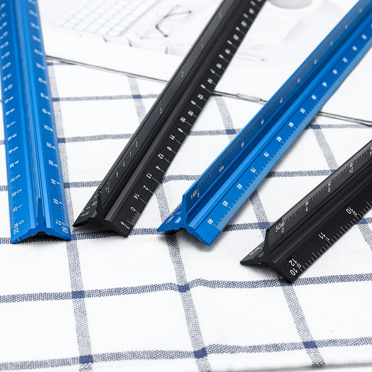 Aluminum Alloy Three Edged Ruler - Laser Engraved for Precision | Inch & CM Scale