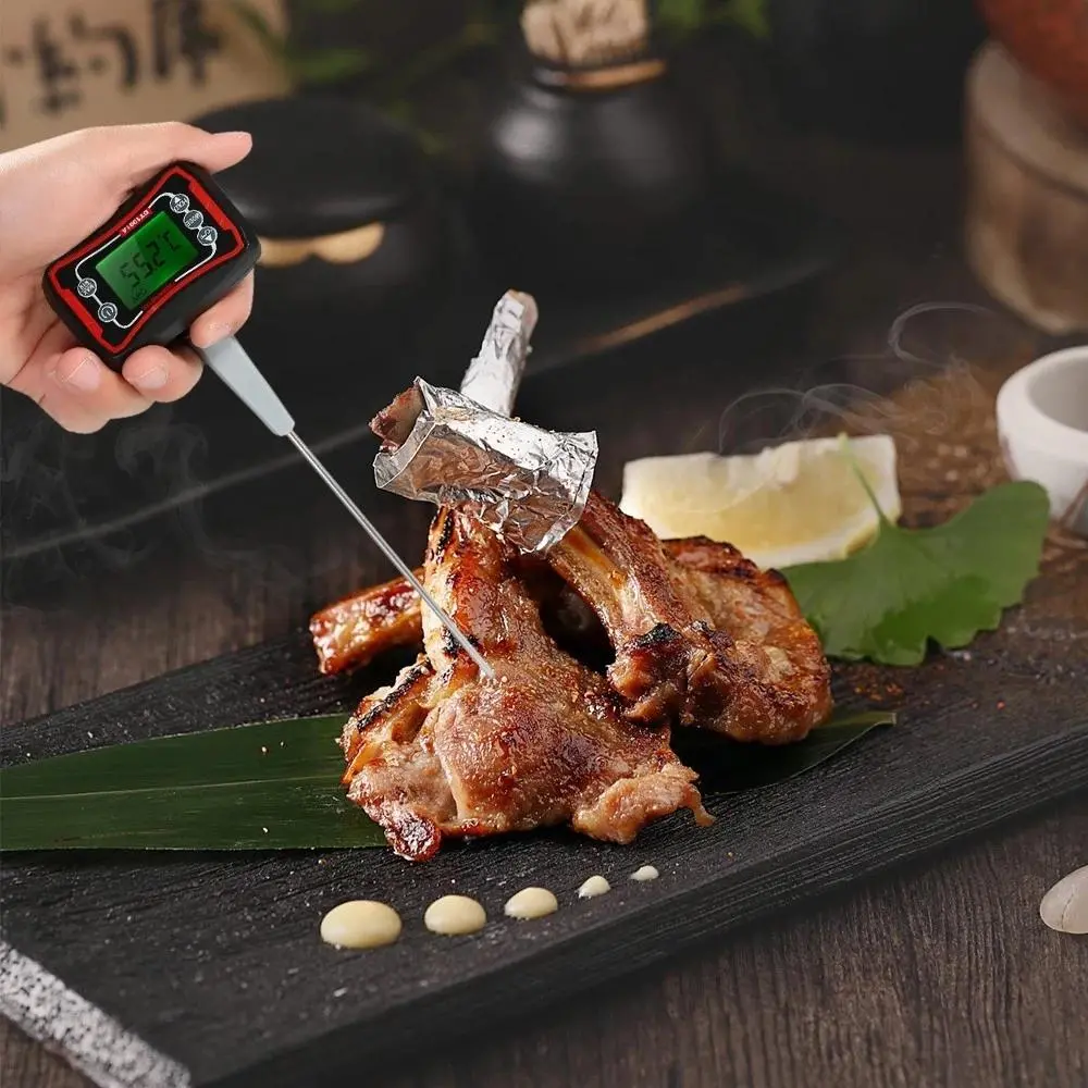 Digital Food Thermometer - Instant Read BBQ Pyrometer with Adjustable Probe & LCD Backlit Display