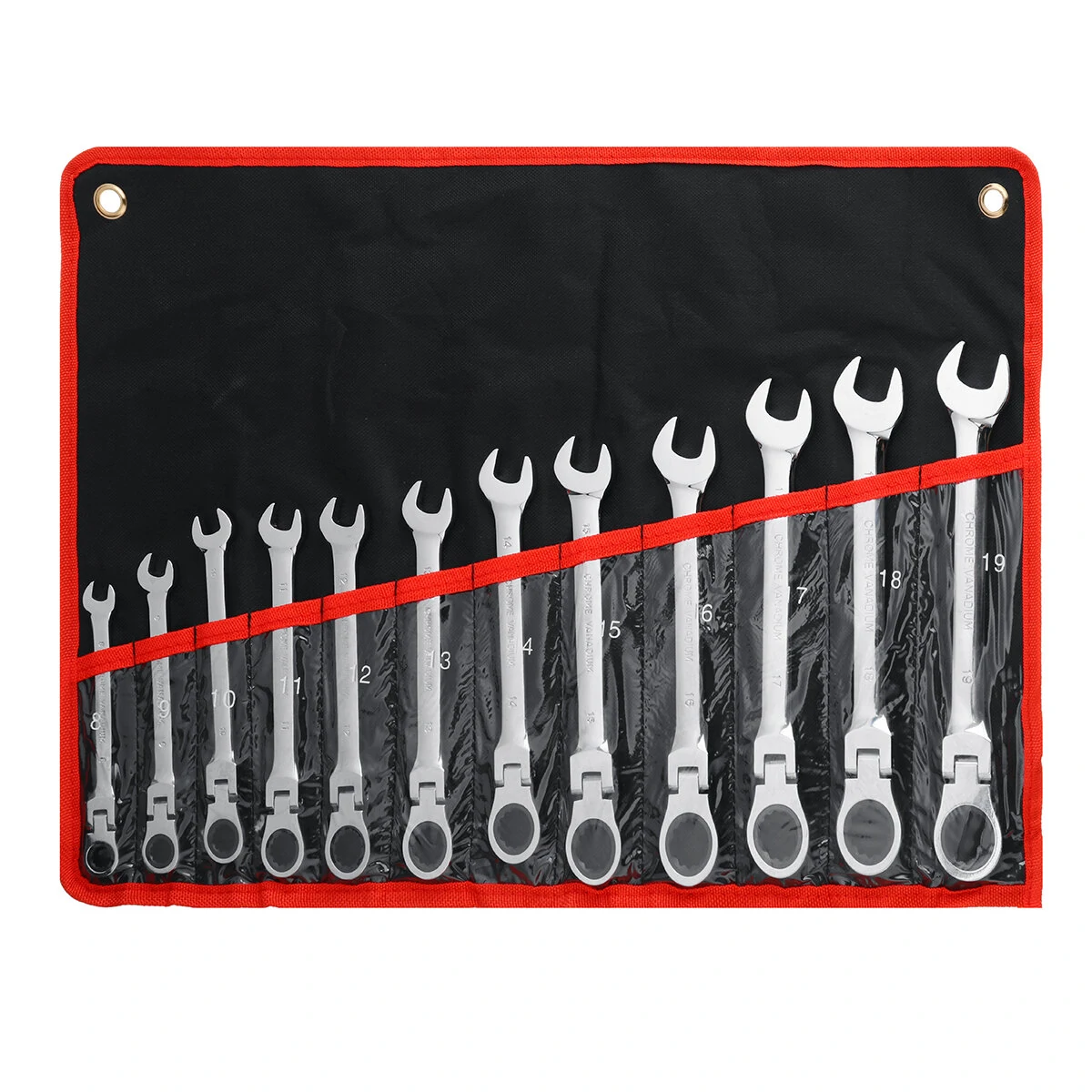 Goplus 12Pc Combination Ratchet Wrench Set | Flexible Head | Car Repair Tools