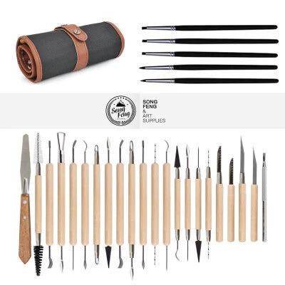 27PCS Clay Tools Set - Soft Pottery & Sculpture Kit with Carving Knife & Lace Tools