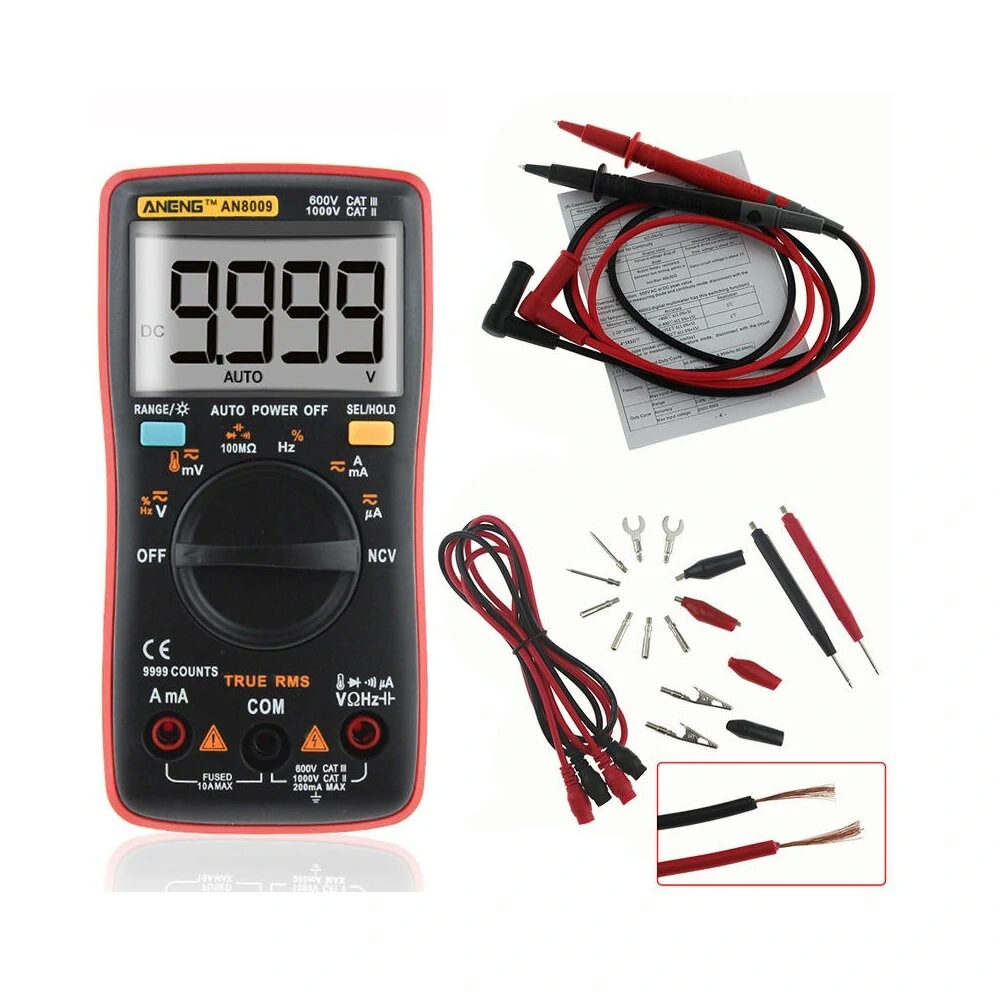ANENG AN8009 True RMS Digital Multimeter - 9999 Counts NCV AC DC Voltage Tester