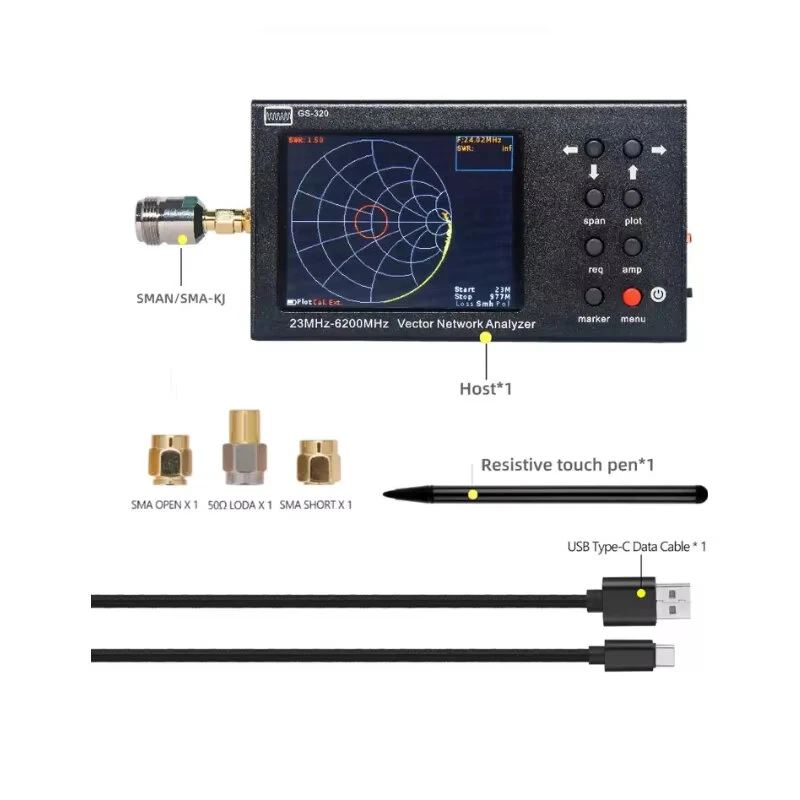 GS320 Vector Network Analyzer | 23MHz-6200MHz Handheld RF Analyzer & VSWR Tool