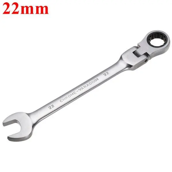 Chrome Flexible Head Ratchet Wrench - 22mm Metric Spanner Nut Tool