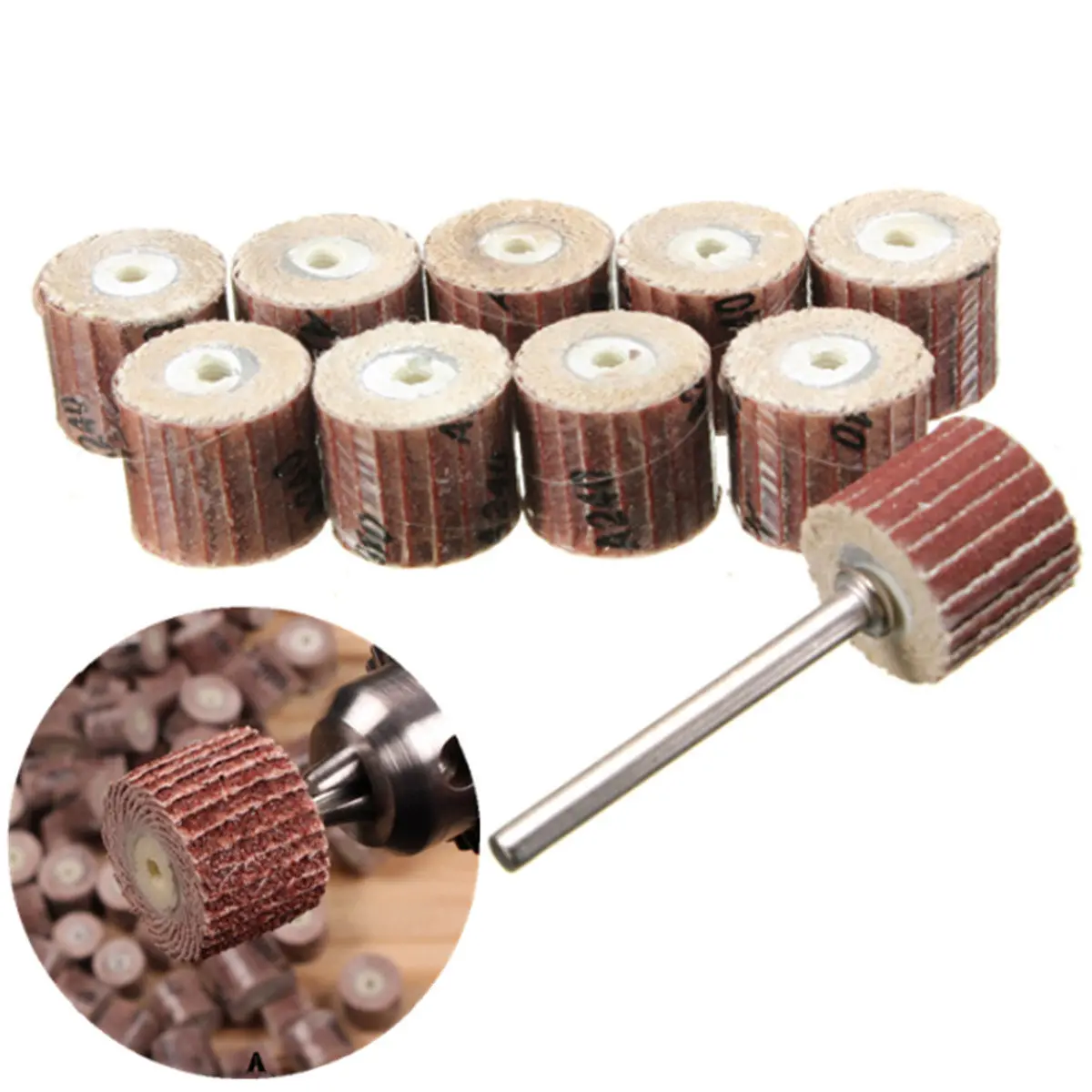 10pcs 12mm Sandpaper Grinding Wheel | 80-600 Grit for Rotary Tools