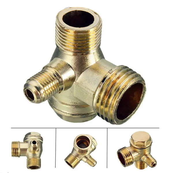 90 Degree Brass Check Valve - Male Threaded Connector for Air Compressor