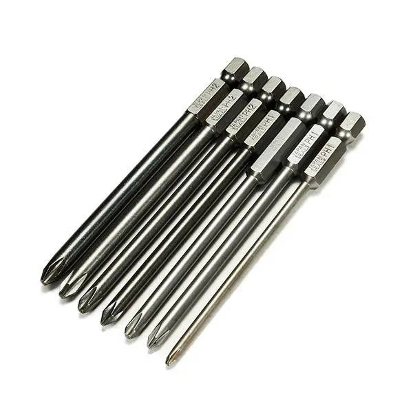 7pcs 100mm Hex Magnetic Screwdriver Bit Set | Cross Head for Electric Drivers
