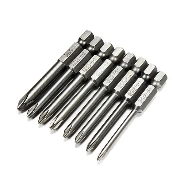 8pcs 65mm Hex Shank Magnetic Phillips Screwdriver Bits | 6.5cm Length