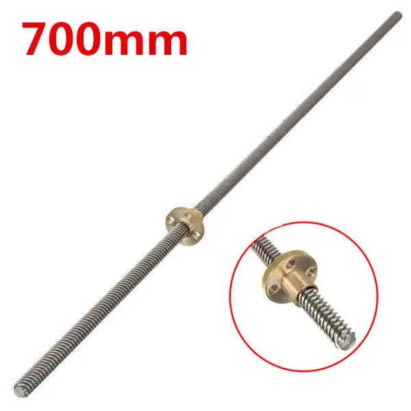 Machifit 700mm Lead Screw | 8mm Thread 2mm Pitch with Brass Nut