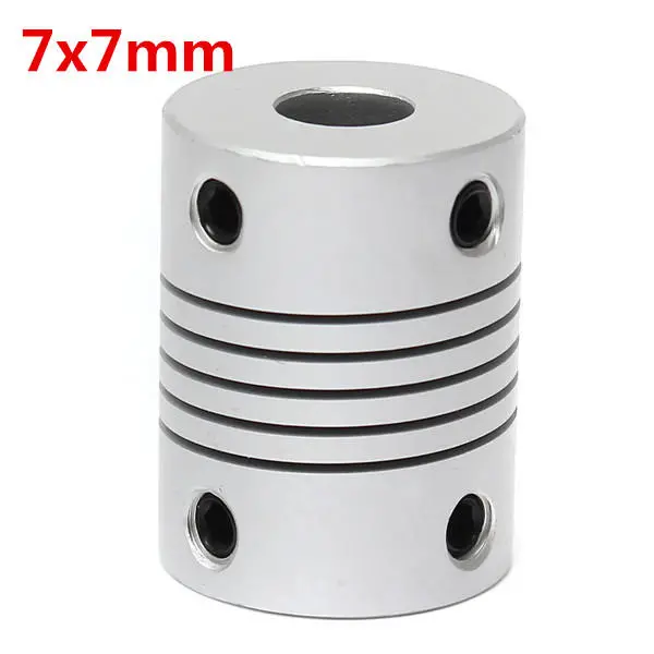 Aluminum Flexible Shaft Coupling - 7mm x 7mm OD19mm x L25mm for CNC Stepper Motor