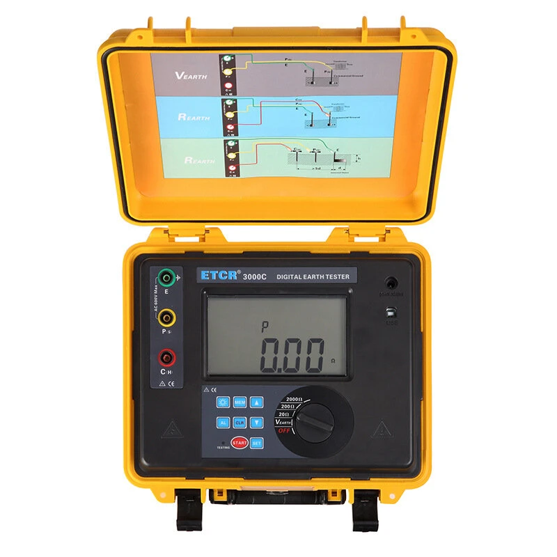 ETCR3000C Bluetooth Waterproof Ground Resistance Tester - 2000Ω 600V Rechargeable