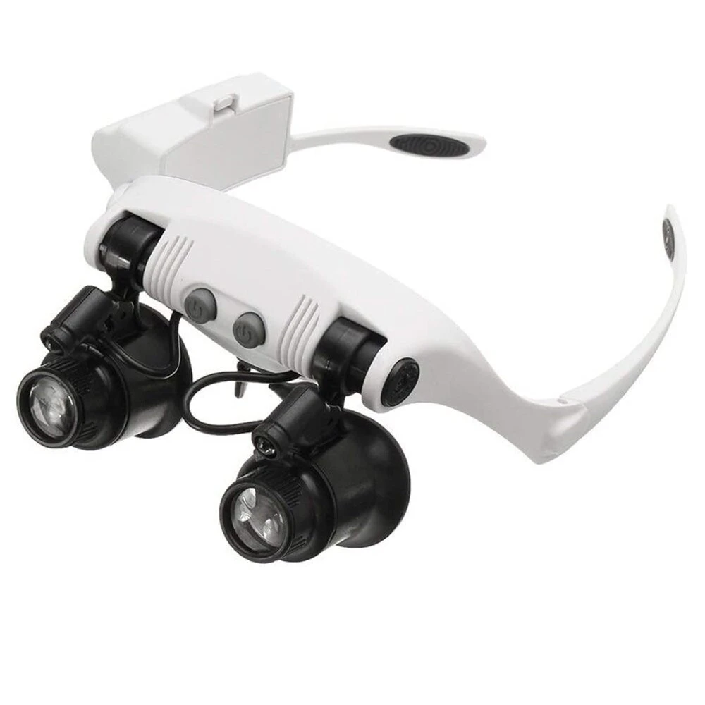 10X-25X LED Magnifier Glasses | 8 Lens Jeweler Loupe with Light for Watch Repair