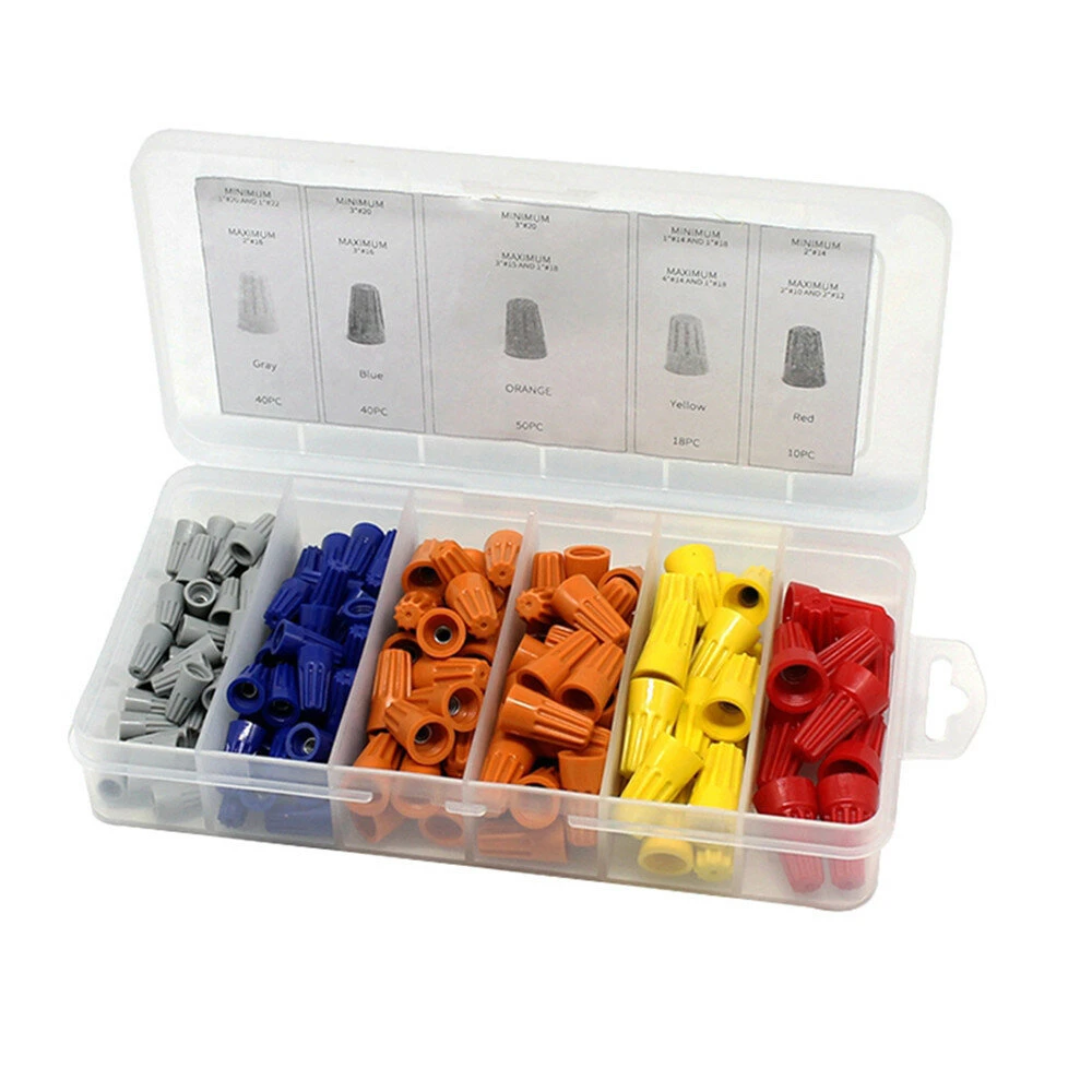 158pcs Wire Connector Kit - Spring Cap & Twist Nut Terminal Assortment Set