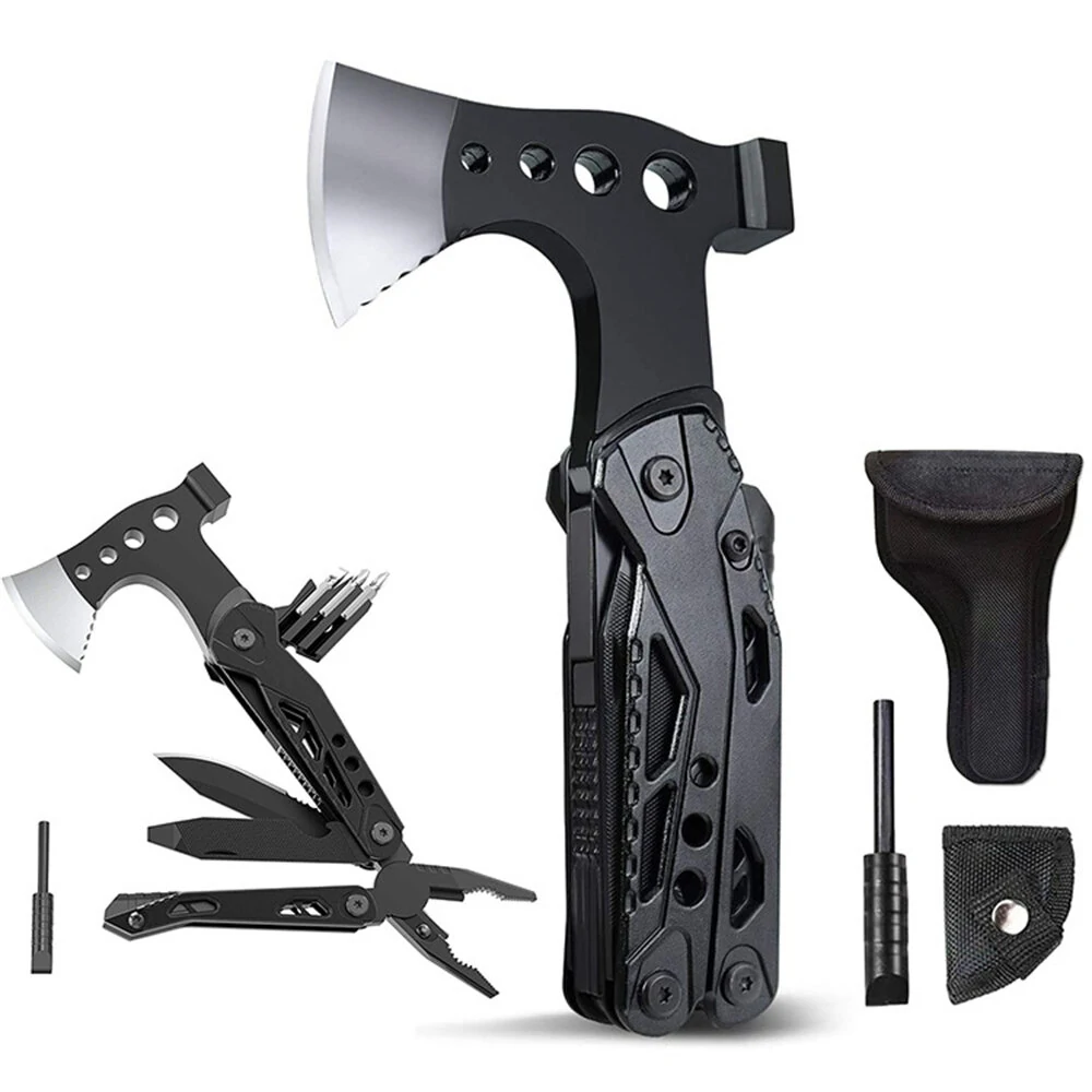 Multifunctional Axe & Pliers Tool - Stainless Steel Compact for Camping Survival