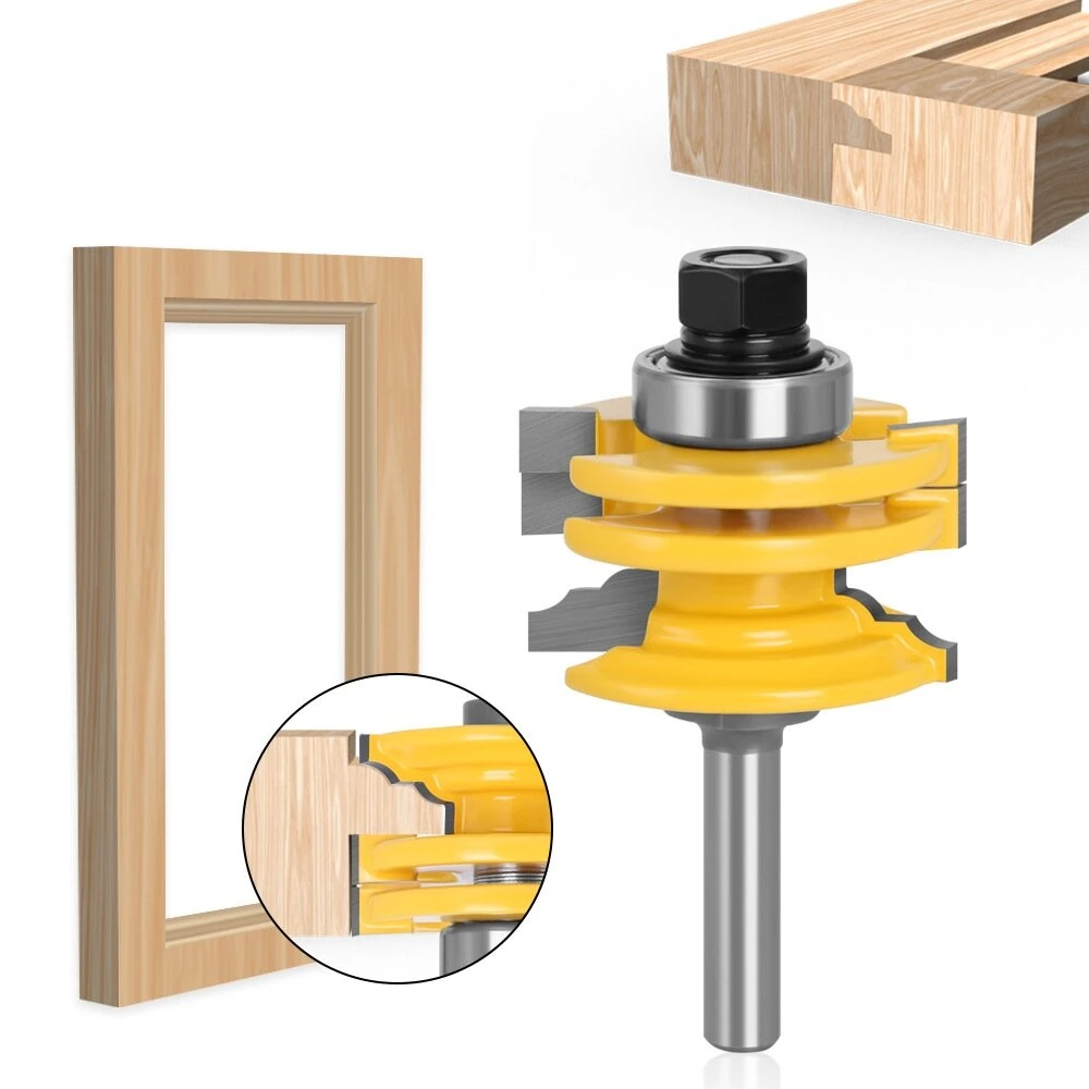LAVIE 1/2 Inch Ogee Rail & Stile Router Bit - 8mm 12mm Shank - Reversible Glass Door Bit