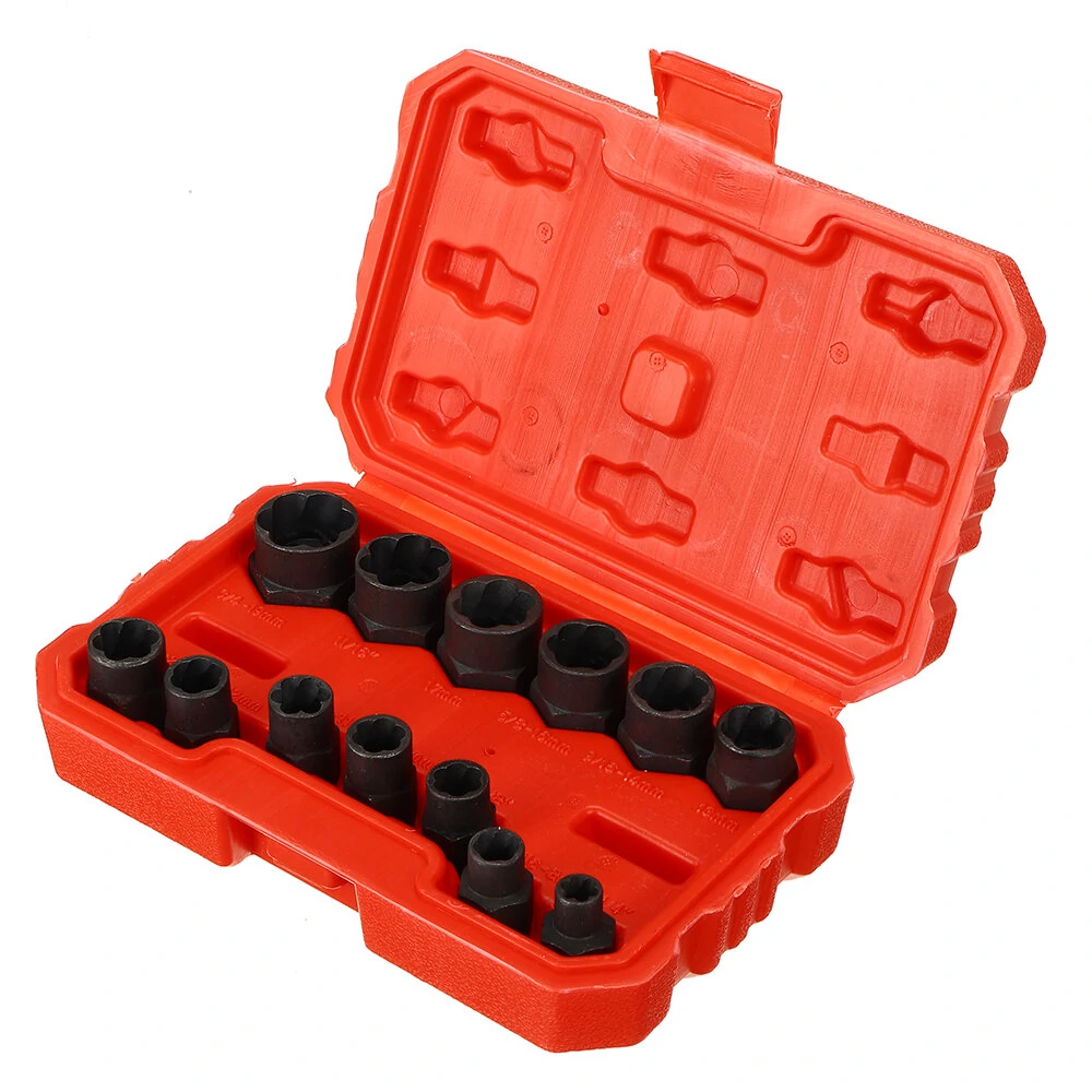Drillpro 13pcs Impact Bolt Nut Remover Set | Extractor Socket Tool Kit