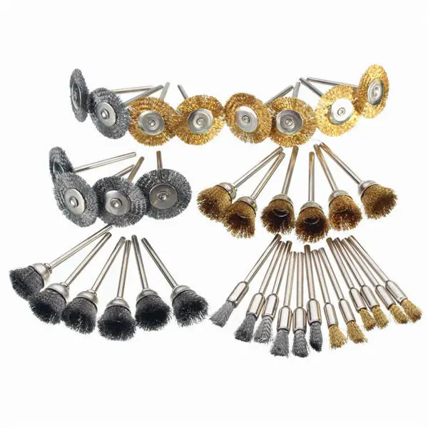 36pcs Copper Steel Wire Polishing Wheel Brush for Dremel - 3.175mm Shank