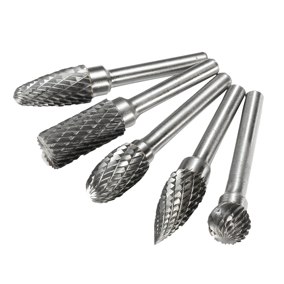 Drillpro RB13 5pcs Tungsten Carbide Rotary File Burr Set | 12mm Head 6mm Shank