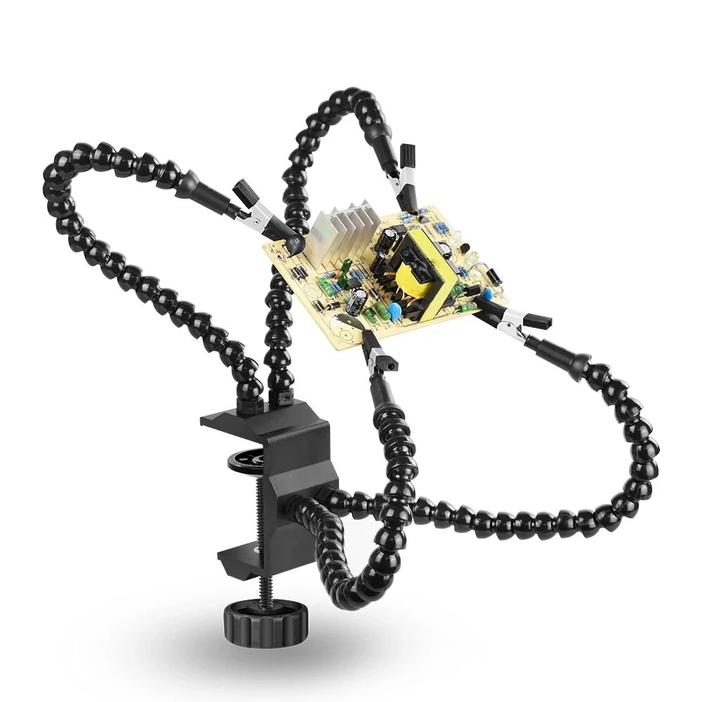 NEWACALOX 4Pcs Flexible Helping Hands Soldering Tool | PCB Repair Stand with Clamp