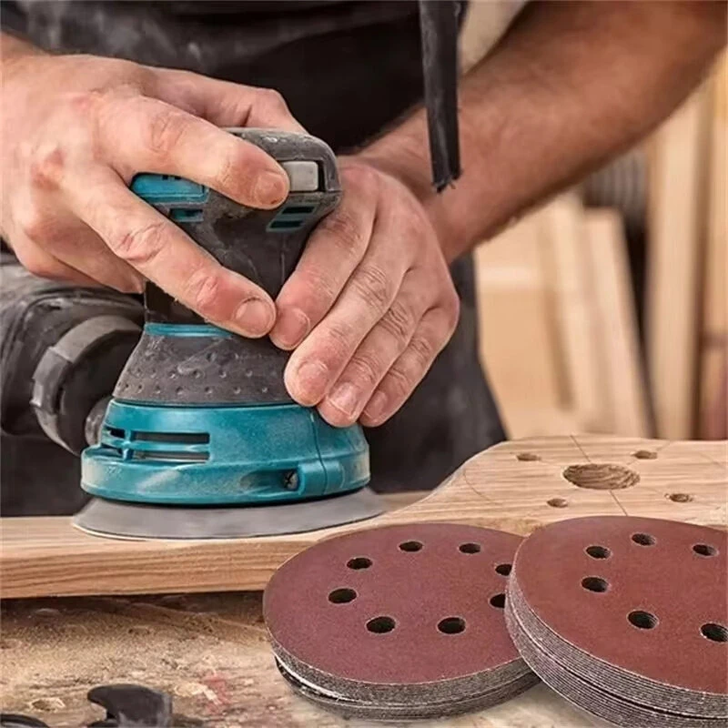 5 Inch 125mm Round Sandpaper Discs - 8 Hole Hook & Loop | 10 Grits #60-600 for Wood Metal Polishing & Rust Removal