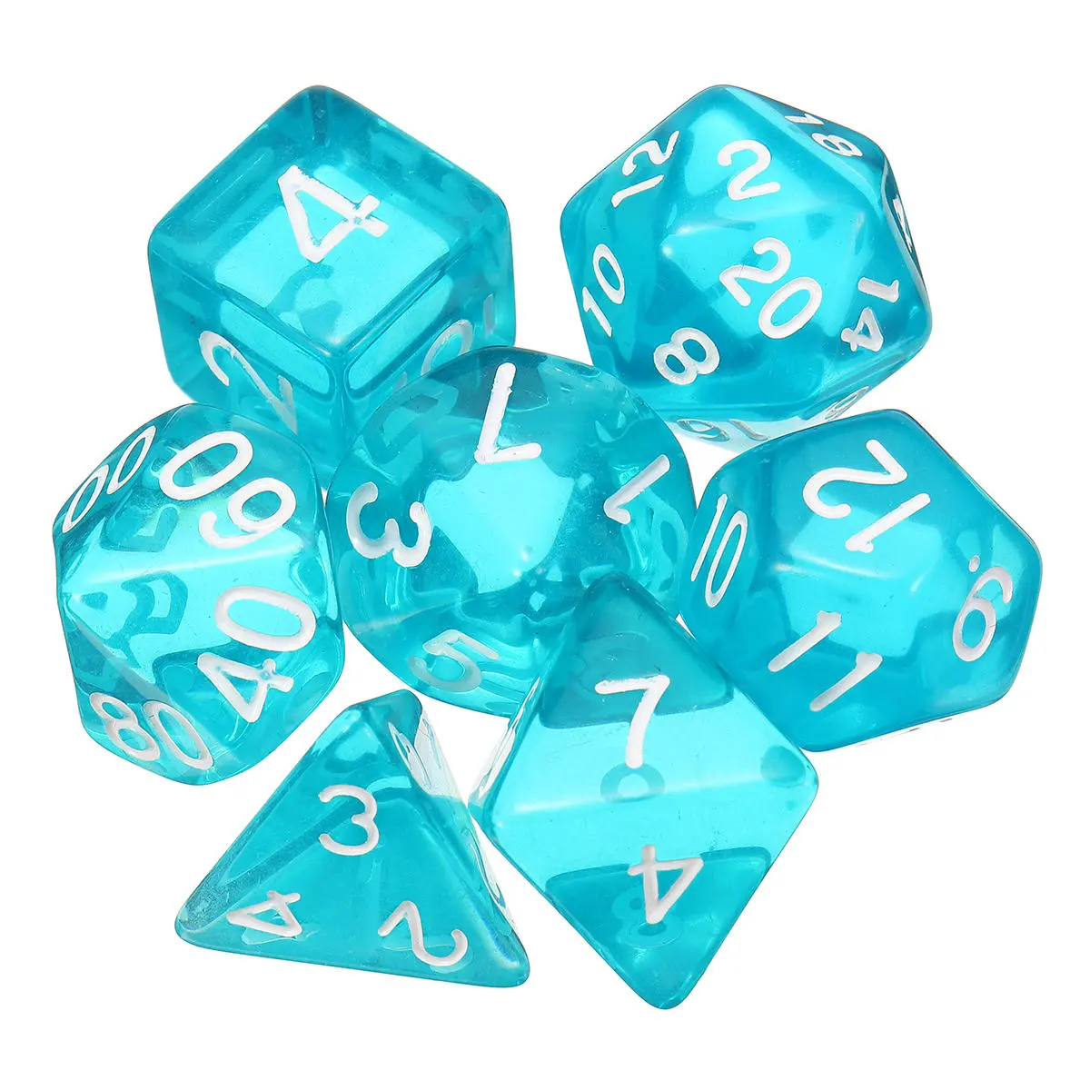 7 Pcs Polyhedral Dice Set - Translucent RPG Dices with Bag for Gaming