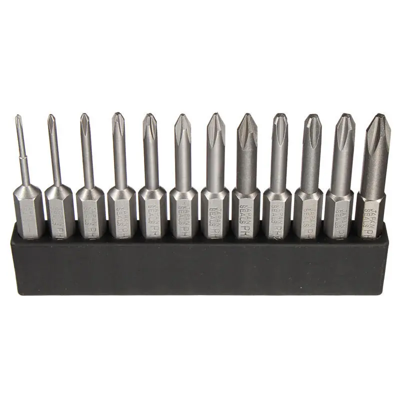 S2 Alloy Steel Magnetic Phillips Screwdriver Bits - 12 Sizes Set for Drill