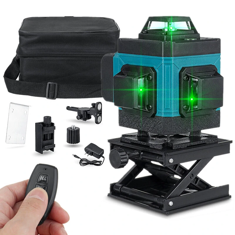 Green Laser Level 3D 16 Lines - Self-Leveling Horizontal & Vertical - Remote Control Indoor/Outdoor