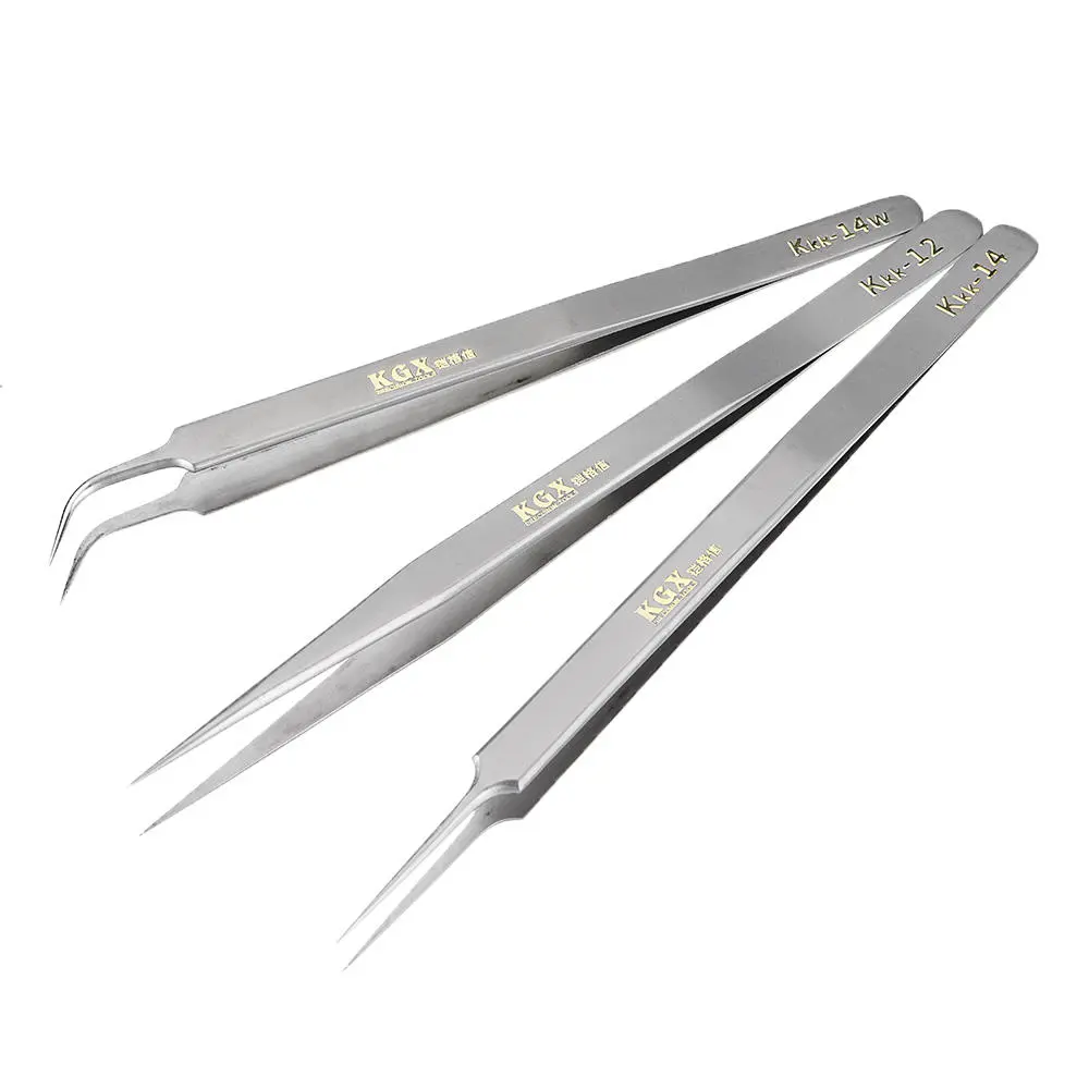 Electronics Anti-static Tweezer - Curved & Straight Tip Precision Steel Forceps for Phone Repair