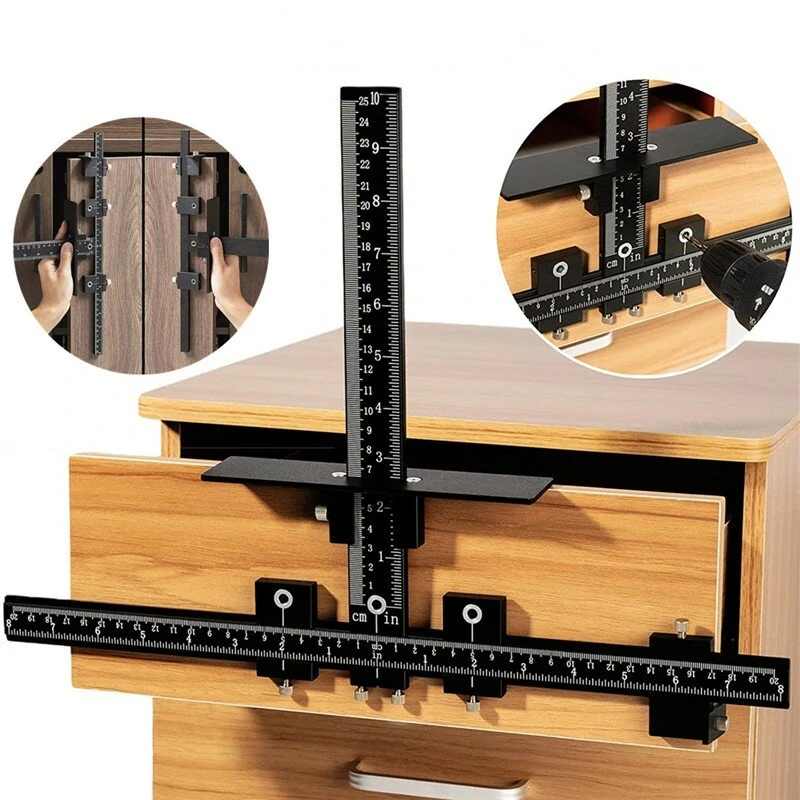 Aluminum Alloy Pocket Hole Jig - Drill Locator Guide for Cabinet Handles & Knobs