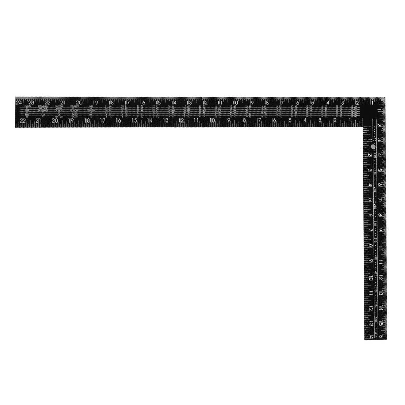 Stainless Steel Square Ruler | 90 Degree Angle Black Coated | Metric Imperial Scale
