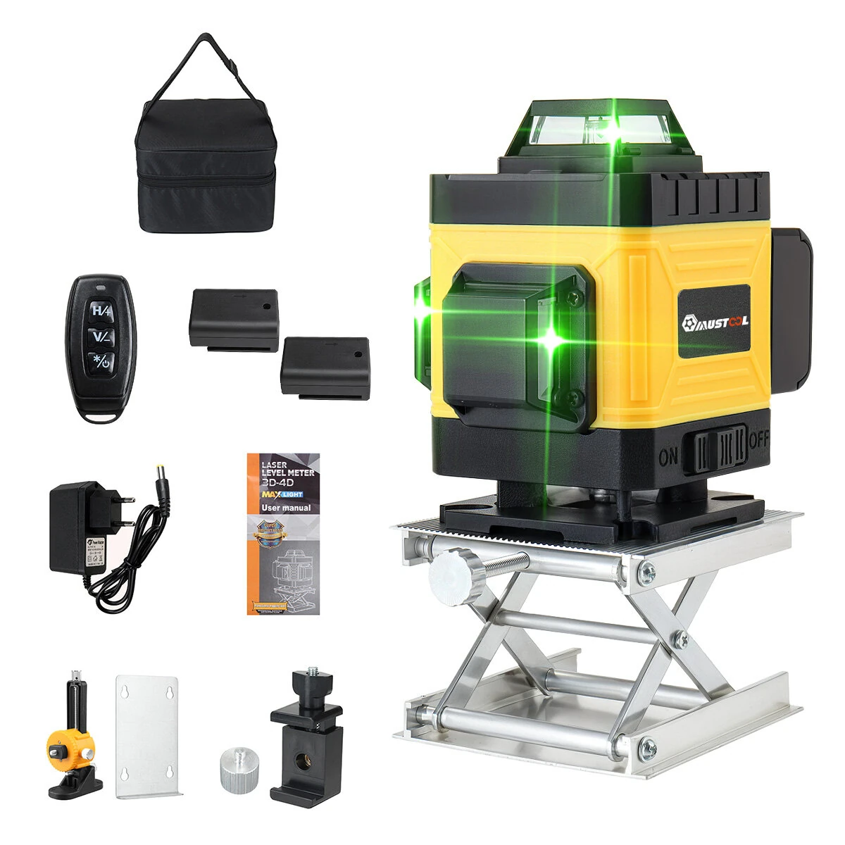 MUSTOOL 4D 16 Line Green Laser Level | Self-Leveling &plusmn;0.2mm/m | IP54 Waterproof