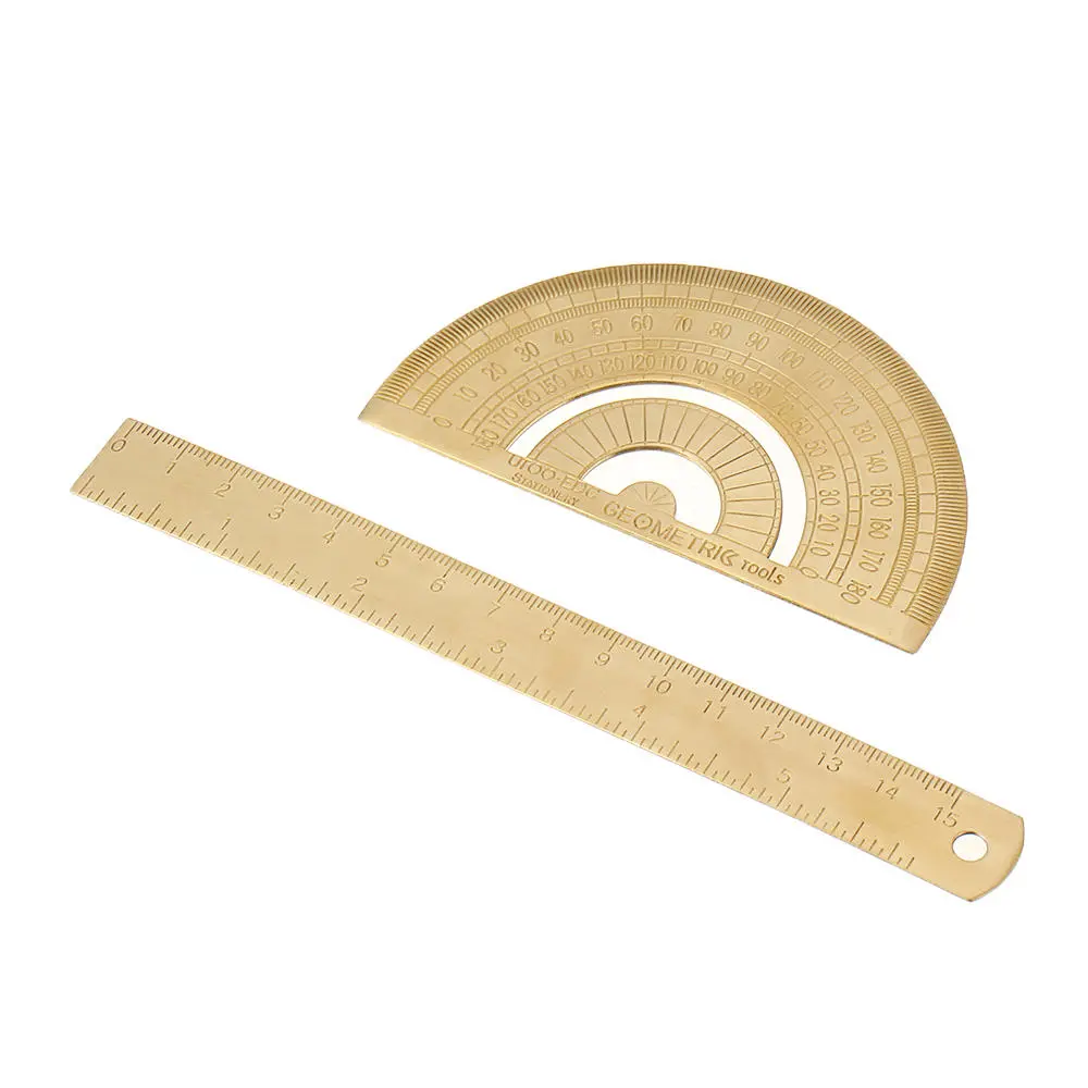 Brass Ruler - Metal Triangle Straight Ruler for Woodworking & Wave Line Drawing