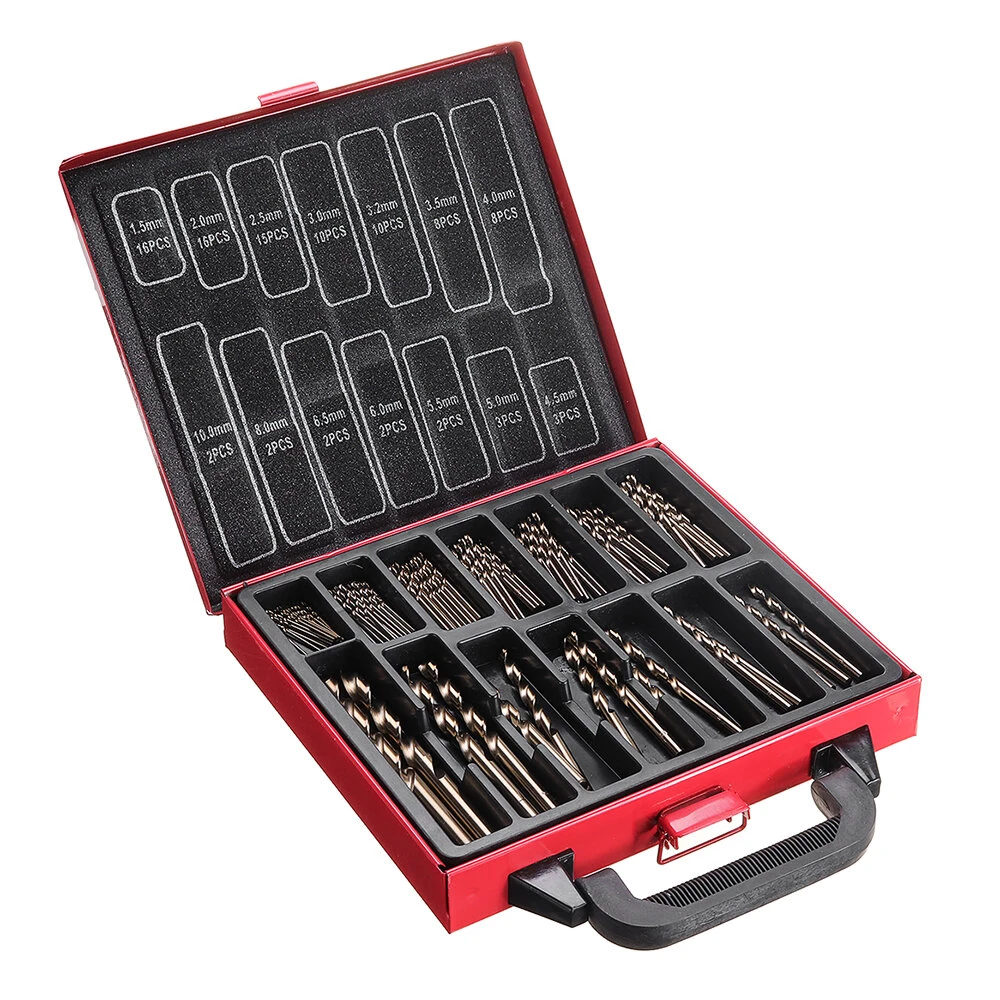 99Pcs M35 Cobalt Drill Bit Set 1.5-10mm | HSS-Co Jobber Length for Metal & Stainless Steel