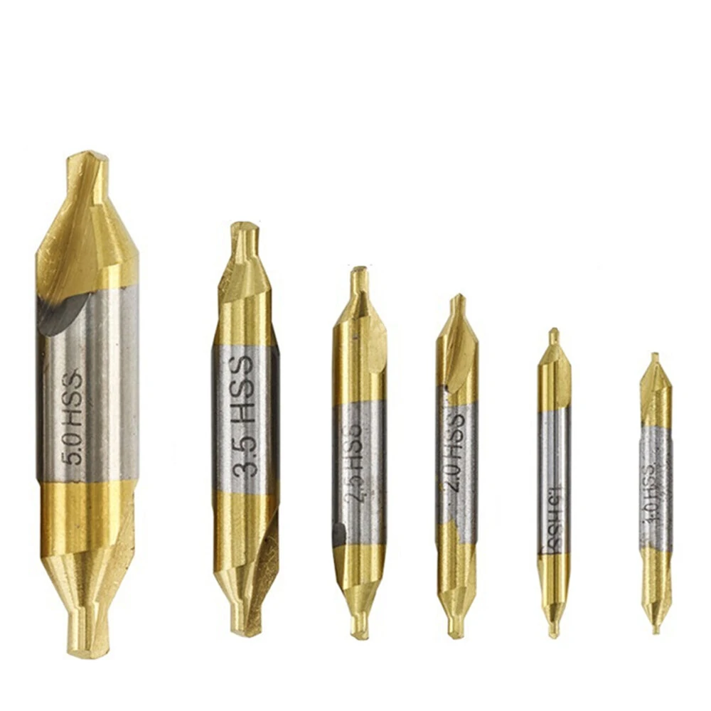 6PCS 1.0-5.0mm HSS Center Drill Bits Set | 60-Degree Countersink for Lathe
