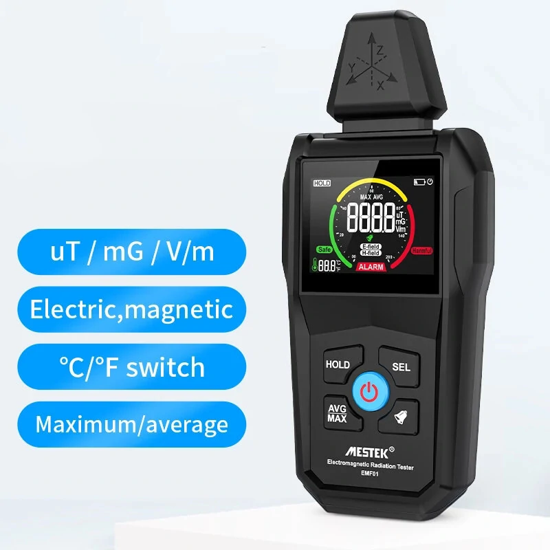 MESTEK EMF Meter - Electromagnetic Field Radiation Detector & Tester | Emission Dosimeter