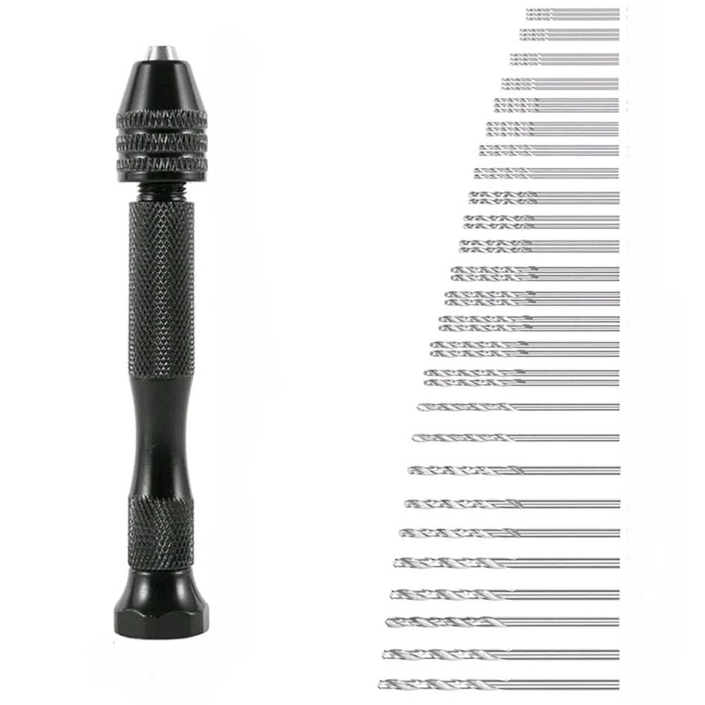49pcs Manual Drill Set - Hand Drill with 0.5-3.0mm High-Speed Steel Twist Drill Bits