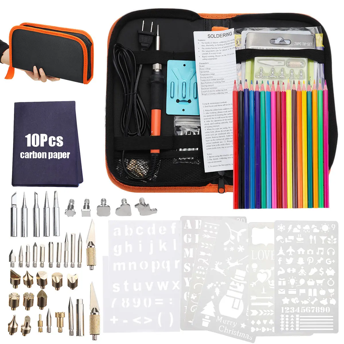 60W Electric Solder Iron & Wood Burning Pen - 79Pc Pyrography Kit for DIY Craft