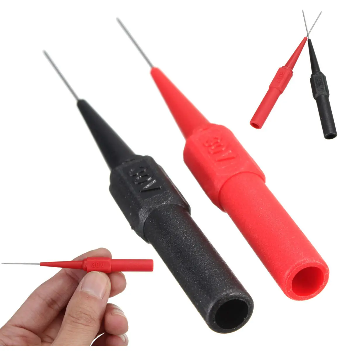 DANIU 3pcs Insulation Piercing Needle Test Probe - Non-Destructive Multimeter | Red/Black