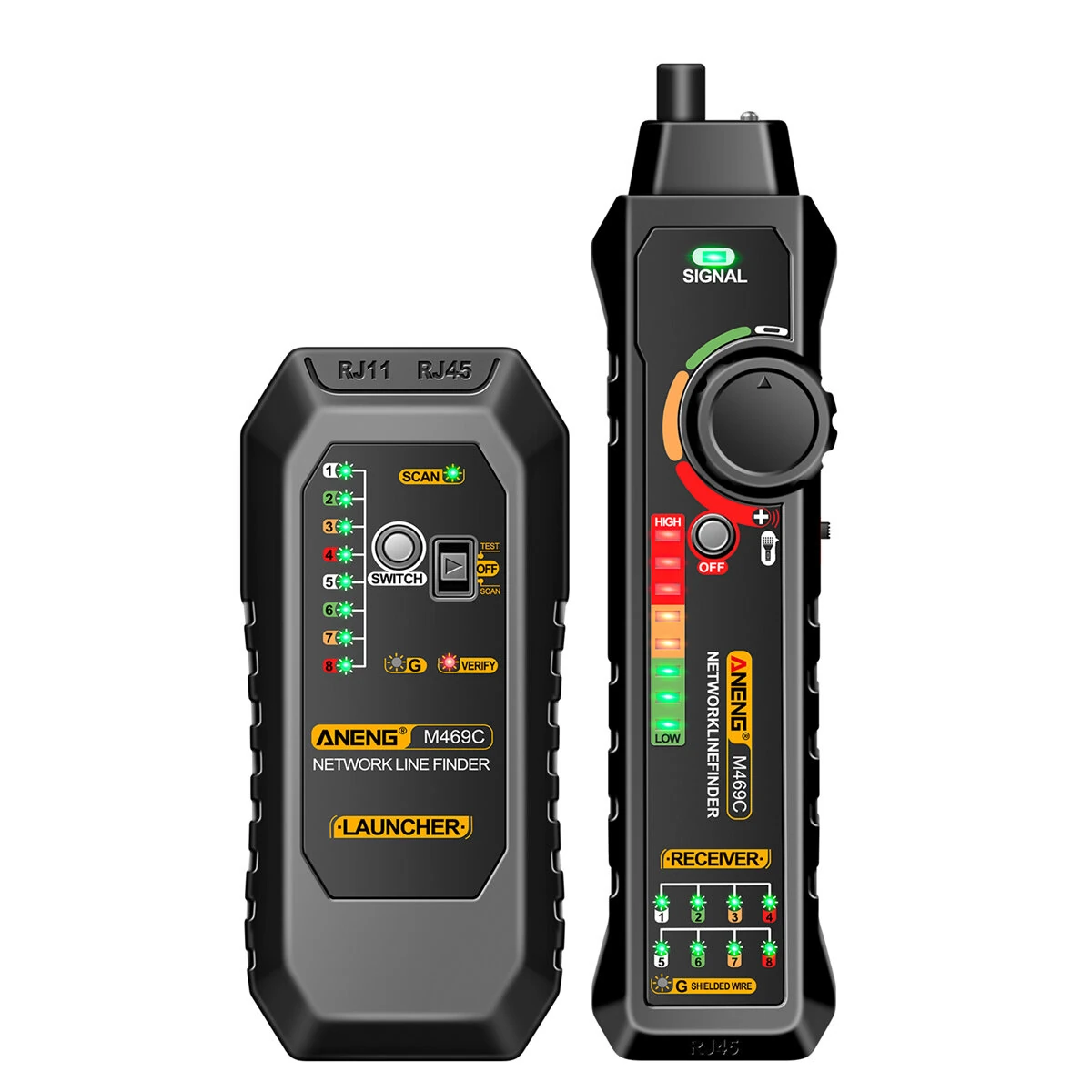 ANENG M469C Network Cable Tester | RJ11 RJ45 Line Finder with Flashlight & Low Voltage Alert